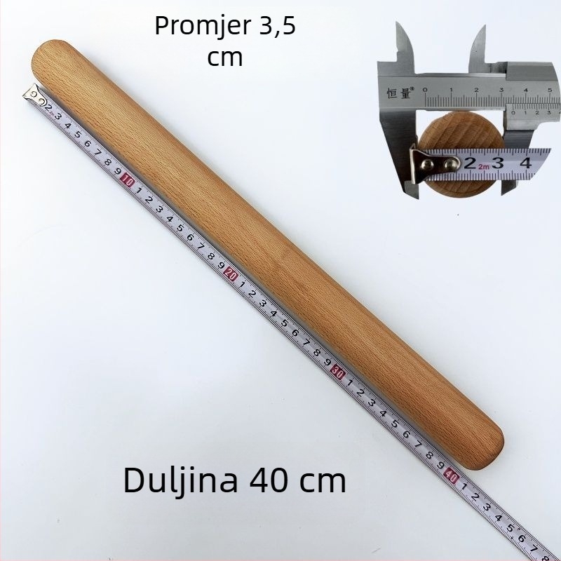 Valjak za tijesto od bukova drveta, kućna upotreba, čvrsto drvo, različite veličine