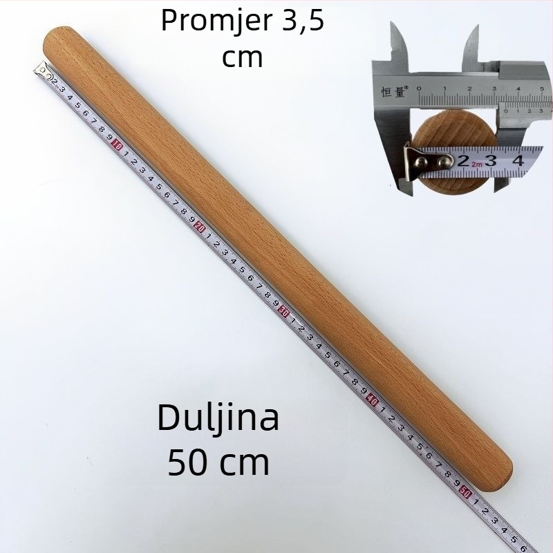 Valjak za tijesto od bukova drveta, kućna upotreba, čvrsto drvo, različite veličine