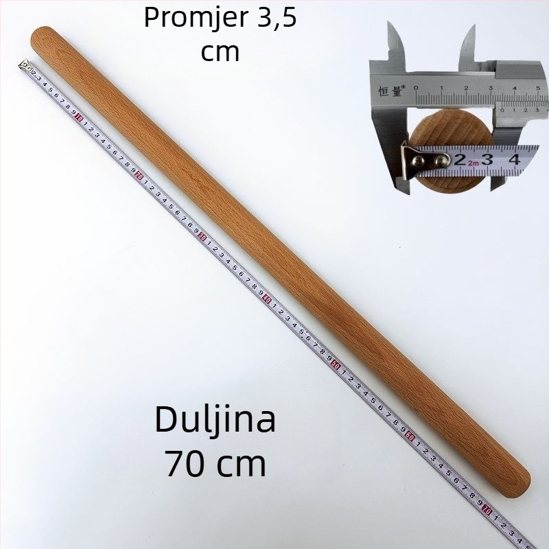 Valjak za tijesto od bukova drveta, kućna upotreba, čvrsto drvo, različite veličine