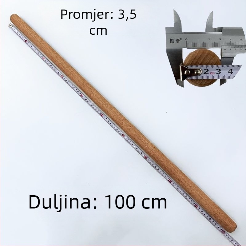 Valjak za tijesto od bukova drveta, kućna upotreba, čvrsto drvo, različite veličine