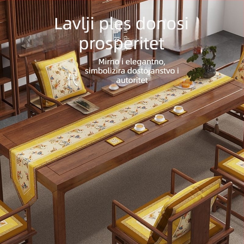Novi kineski Zen stolni zastava s luksuznom Chenille podlogom za čajni stol