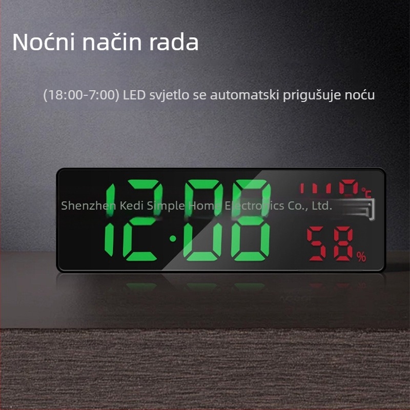 LED alarmni sat za učenike – tiho digitalni stolni sat s temperaturom i vlažnošću zraka