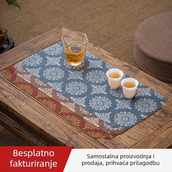 Kineski stil brokatna podloga za čajnu ceremoniju, zen-inspirirani luksuzni tekstilni runner za stol, čajna podloga, suha podloga i dodatak Kung Fu čaj set
