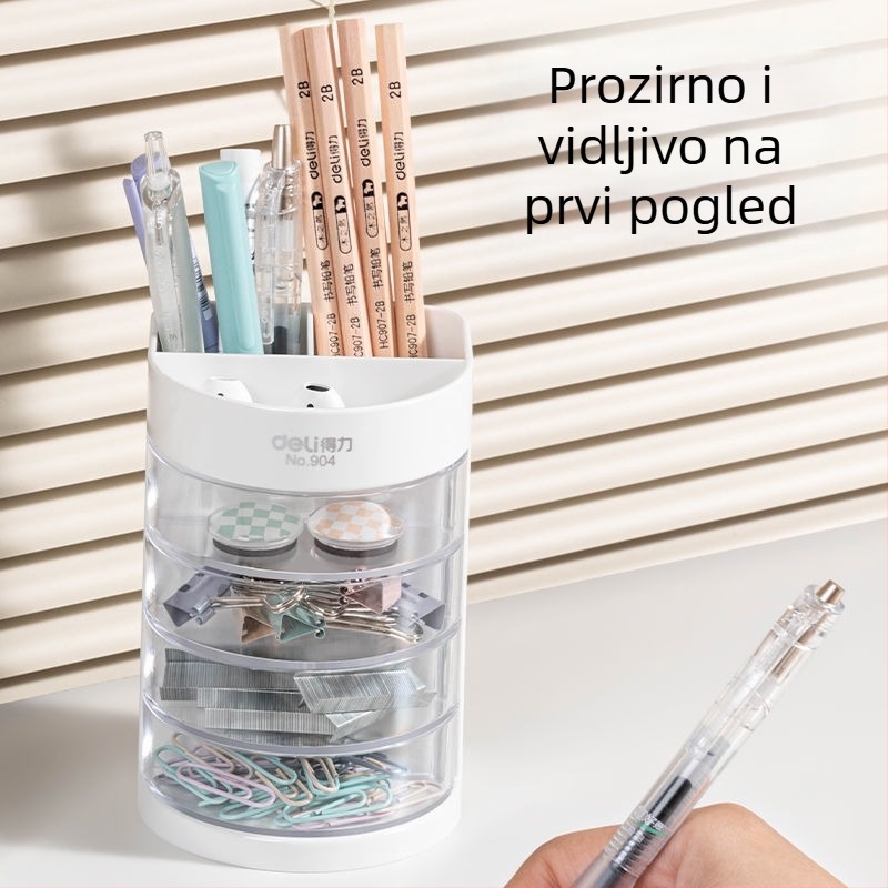 Deli 904 višefunkcionalni držač olovaka, plastični uredski organizator, kreativno skladištenje, četiri razine