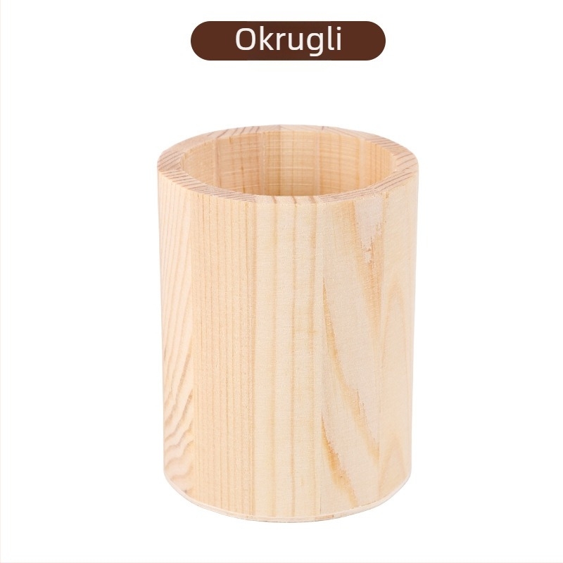 Držač za olovke od borova drveta, kružni oblik; šesterokutni držač od masivnog drveta; ručno izrađen držač za DIY; drvena kalupa za DIY glina pahulja snijega, ultralagana glina