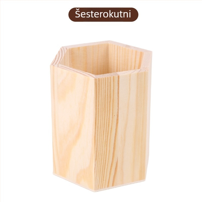 Držač za olovke od borova drveta, kružni oblik; šesterokutni držač od masivnog drveta; ručno izrađen držač za DIY; drvena kalupa za DIY glina pahulja snijega, ultralagana glina