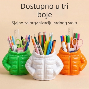 Držač za olovke u obliku jakne, velik kapacitet, kreativni stolni organizator i dekoracija za ured