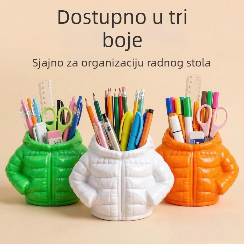 Držač za olovke u obliku jakne, velik kapacitet, kreativni stolni organizator i dekoracija za ured