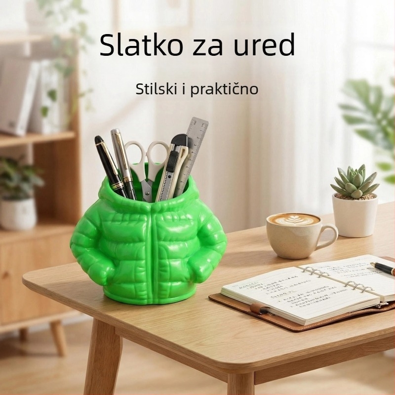 Držač za olovke u obliku jakne, velik kapacitet, kreativni stolni organizator i dekoracija za ured