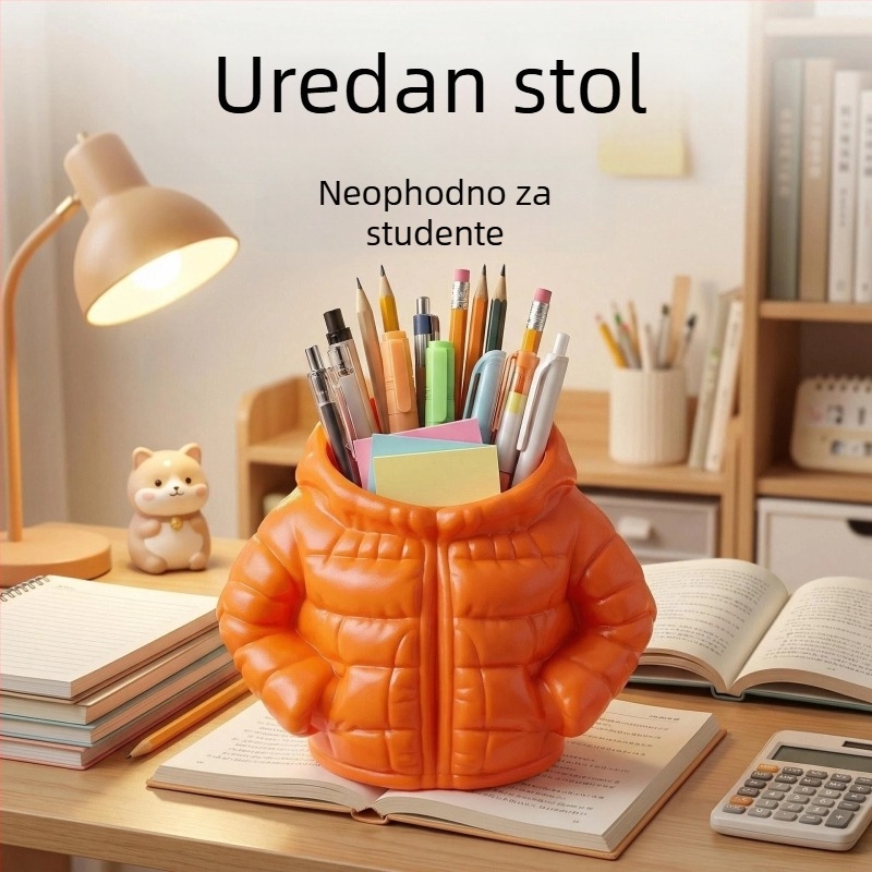 Držač za olovke u obliku jakne, velik kapacitet, kreativni stolni organizator i dekoracija za ured