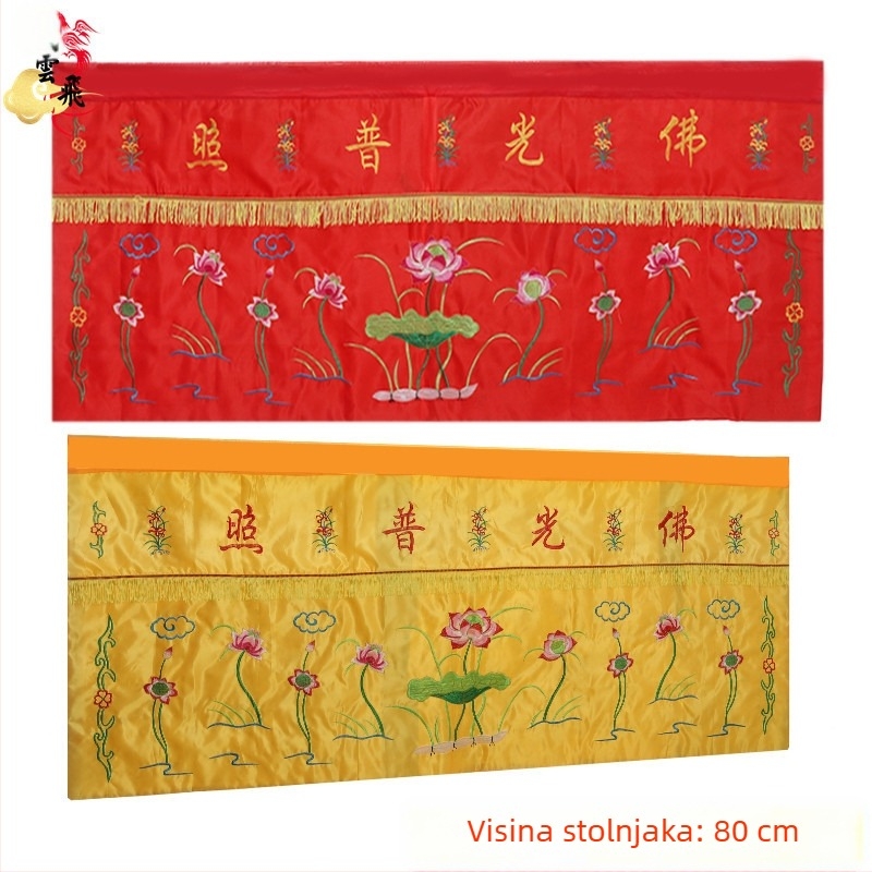 Stolni pokrov budističkog hrama s vezom lotosa