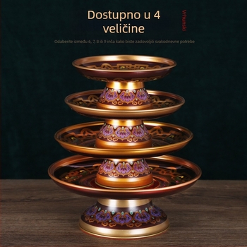 Pladanj od legure za voće za Buddha ponude, s motivom lotosa, Guanyin i Boga bogatstva
