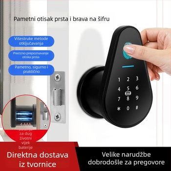 Pametna brava za ulazna vrata stana s trostrukim šipkama, sfernim senzorom otiska prsta i zaključavanjem lozinkom za drvena vrata