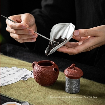 Zen set za čajnu ceremoniju: ručno izrađeni cinkovi latice lotosa, čajna žličica i dodaci za Kung Fu ceremoniju čaja