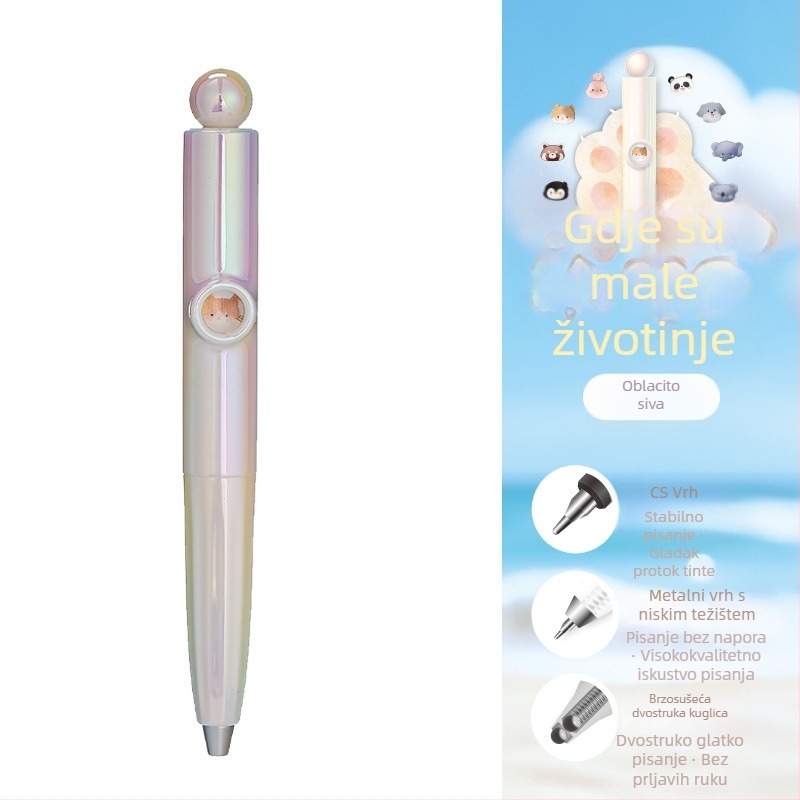 Heshuo 815 gel olovka s klipom i povećalom, motiv životinja, crna, 0,5 mm