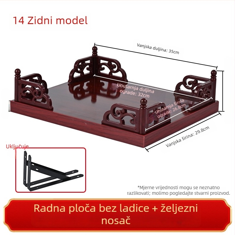 Zidni kućni oltar sa statuom Boga bogatstva i Guan Gonga