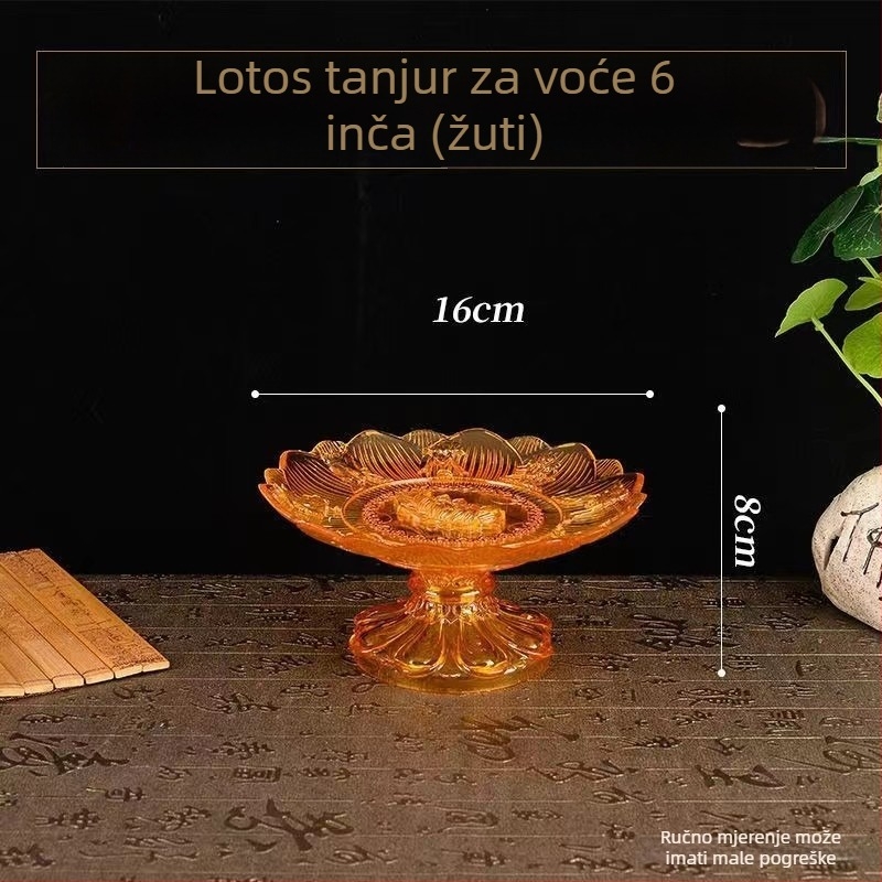 Crveni lotosov poslužavnik za kućni oltar, prozirni plastični tanjur za voće