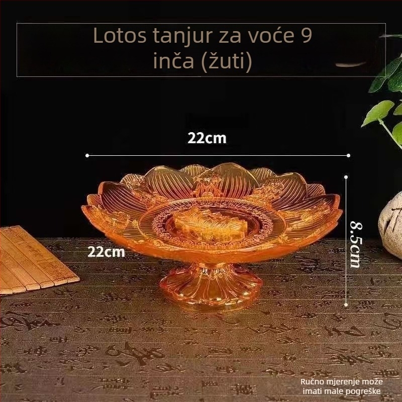 Crveni lotosov poslužavnik za kućni oltar, prozirni plastični tanjur za voće