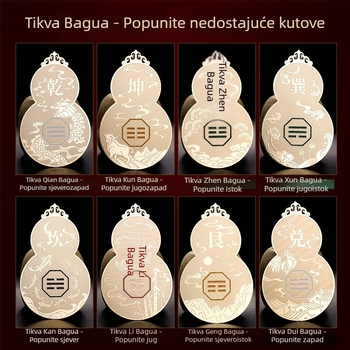 Taoistička bakrena metalna naljepnica za zaštitu od požara i osam trigrama, ukras kućnog ugla