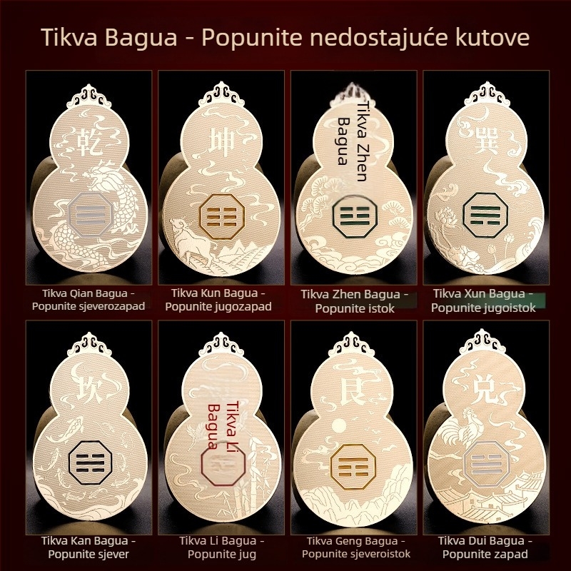 Taoistička bakrena metalna naljepnica za zaštitu od požara i osam trigrama, ukras kućnog ugla