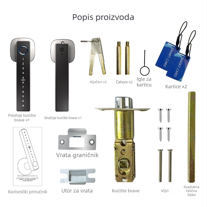 Pametna elektronička brava s lozinkom i otiskom prsta za drvena vrata