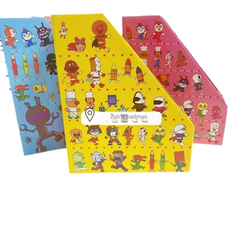 Anpanman ručno crtani stil držača za knjige za stol, kutija za pohranu, stolna knjižnica, papirnati fascikl, slatki crtani motiv