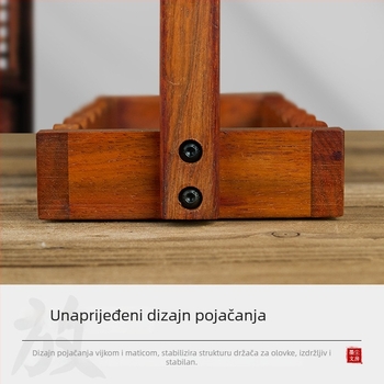 Drveni držač za kaligrafiju s deset mjesta za olovke i četkice, retro stil, Četiri blaga studija