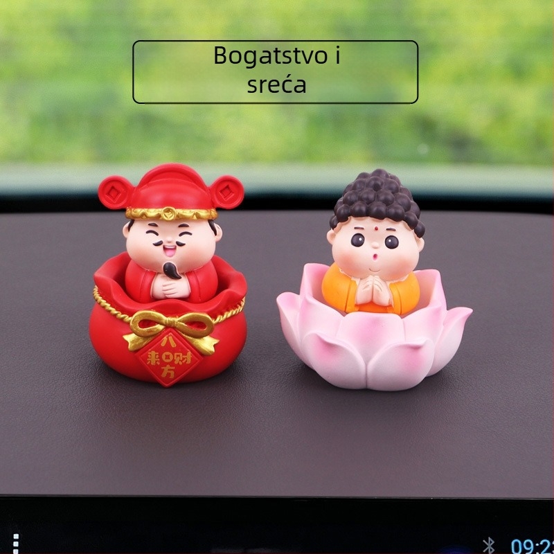Figurica od smole Boga bogatstva za unutrašnjost automobila – dekorativni ukras za središnju konzolu, poklon