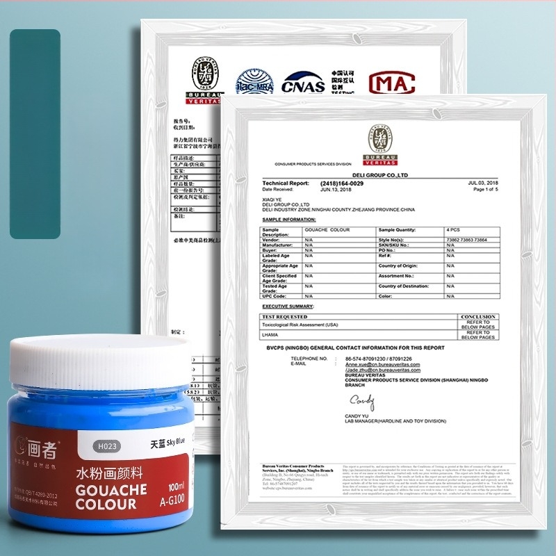 Gouache set boja, 12 boja u 100 ml limenkama uz kutiju alata, za djecu početnike, vrtić