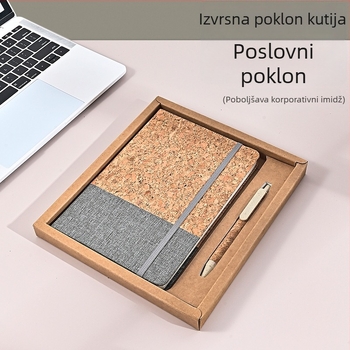 A5 set bilježnica s koricama s teksturom pluta i dizajnom od pšenične slame, šivanje koncem, Dowling papir, 80 g/m², 100–200 stranica, jednostavan stil, mogućnost otiska logotipa