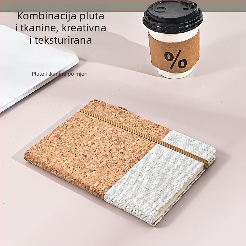 A5 set bilježnica s koricama s teksturom pluta i dizajnom od pšenične slame, šivanje koncem, Dowling papir, 80 g/m², 100–200 stranica, jednostavan stil, mogućnost otiska logotipa