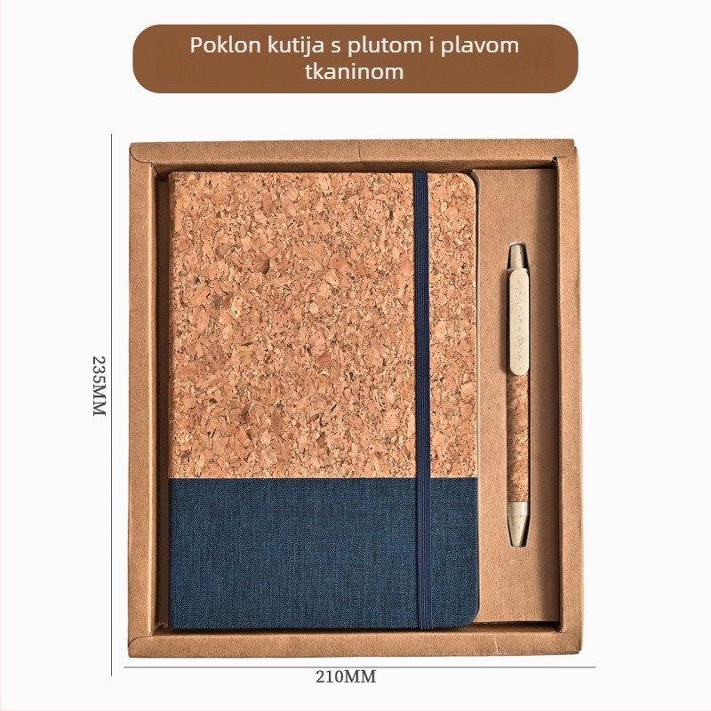 A5 set bilježnica s koricama s teksturom pluta i dizajnom od pšenične slame, šivanje koncem, Dowling papir, 80 g/m², 100–200 stranica, jednostavan stil, mogućnost otiska logotipa