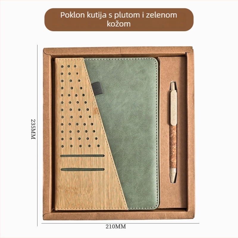 A5 set bilježnica s koricama s teksturom pluta i dizajnom od pšenične slame, šivanje koncem, Dowling papir, 80 g/m², 100–200 stranica, jednostavan stil, mogućnost otiska logotipa