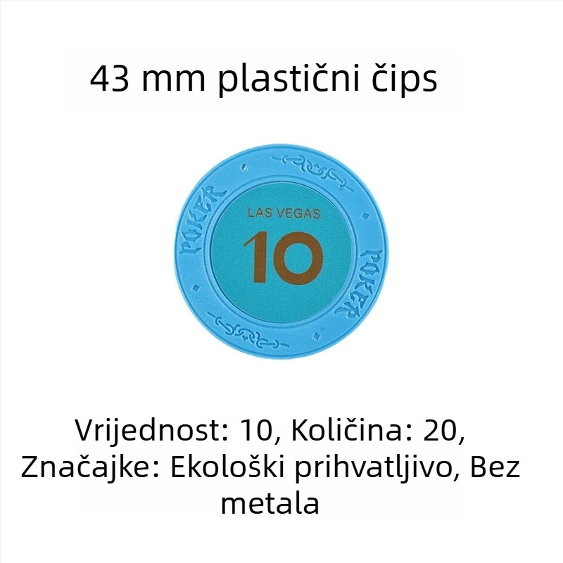 Plastični poker žetoni od gline za Texas Hold'em, Mahjong i igraonice; 43 mm, set od 12 boja; žetoni za zabavu i nagrade