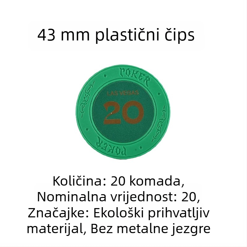Plastični poker žetoni od gline za Texas Hold'em, Mahjong i igraonice; 43 mm, set od 12 boja; žetoni za zabavu i nagrade