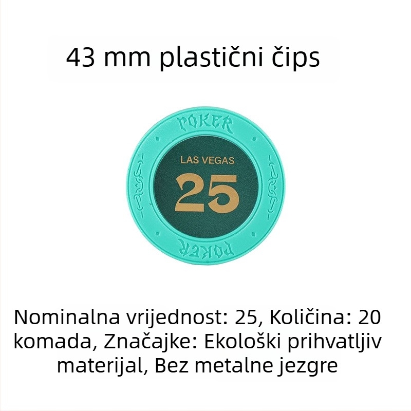 Plastični poker žetoni od gline za Texas Hold'em, Mahjong i igraonice; 43 mm, set od 12 boja; žetoni za zabavu i nagrade