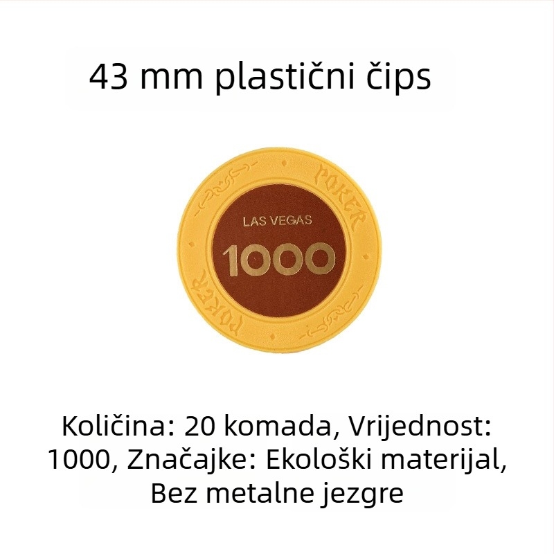 Plastični poker žetoni od gline za Texas Hold'em, Mahjong i igraonice; 43 mm, set od 12 boja; žetoni za zabavu i nagrade