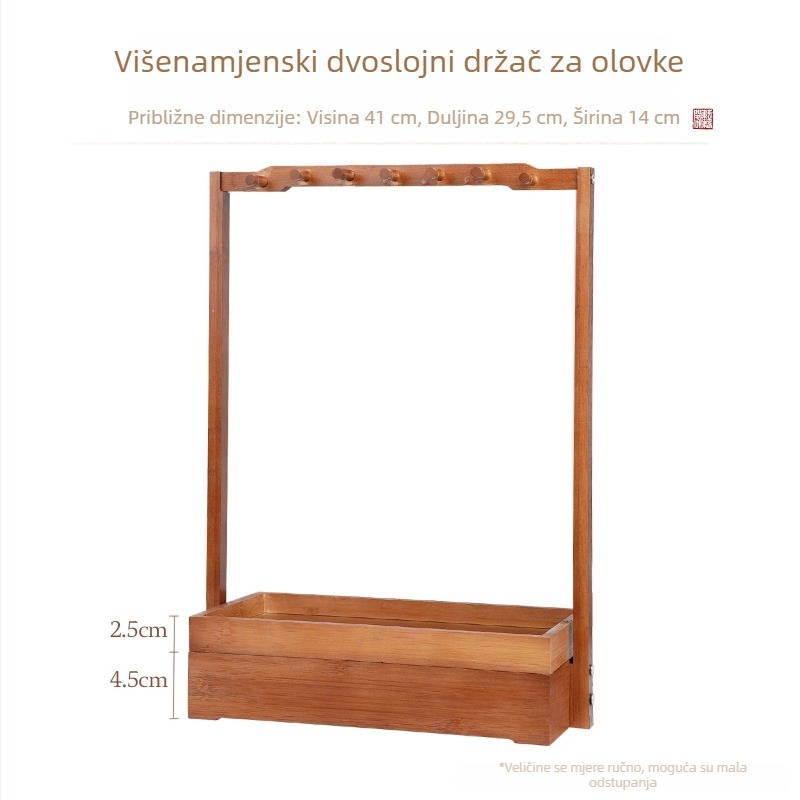 Višenamjenski drveni držač za olovke i četkice, u novom kineskom stilu, stolni organizator za četiri blaga studija