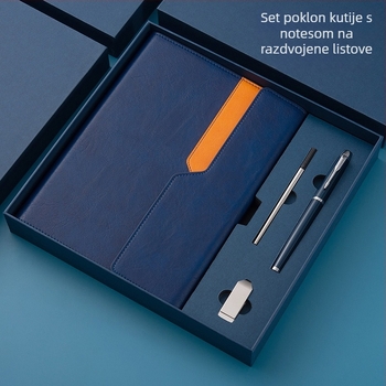 A5 višenamjenska bilježnica s izmjenjivim listovima — poklon set u kutiji s prilagođenim logotipom