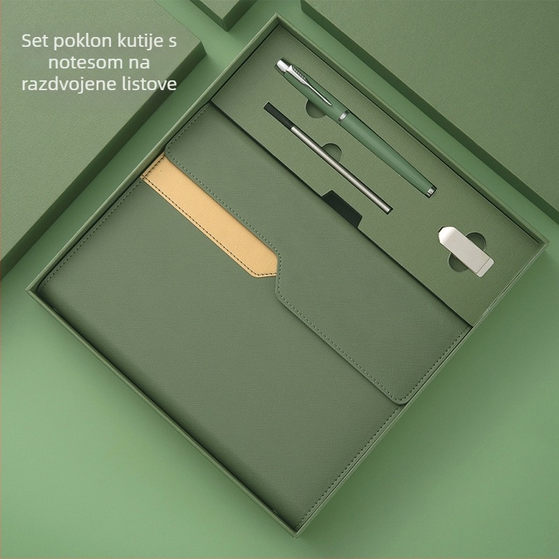 A5 višenamjenska bilježnica s izmjenjivim listovima — poklon set u kutiji s prilagođenim logotipom