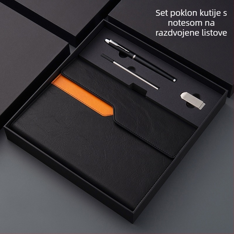 A5 višenamjenska bilježnica s izmjenjivim listovima — poklon set u kutiji s prilagođenim logotipom
