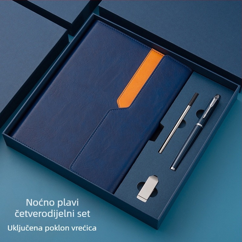 A5 višenamjenska bilježnica s izmjenjivim listovima — poklon set u kutiji s prilagođenim logotipom