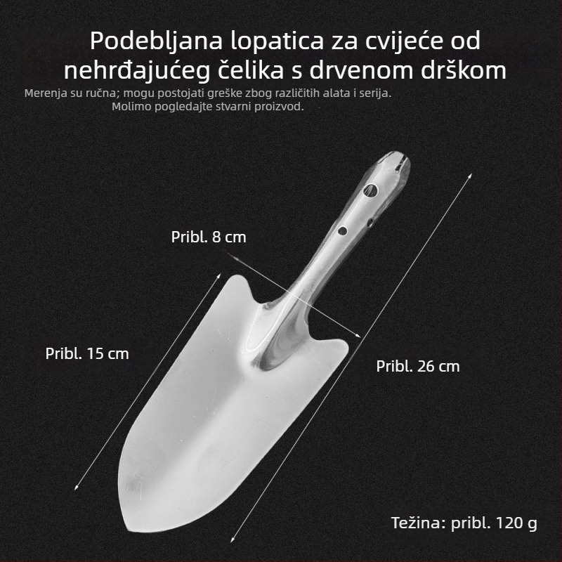 Lopatica za cvijeće od nehrđajućeg čelika – mala vrtna lopatica za sadnju i obradu tla