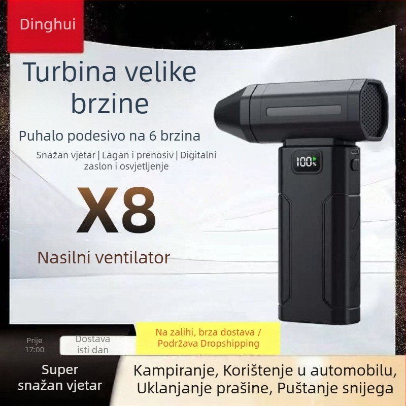 X8 turbinski ventilator visokih brzina za uklanjanje prašine — stolni i ručni, snažan protok zraka