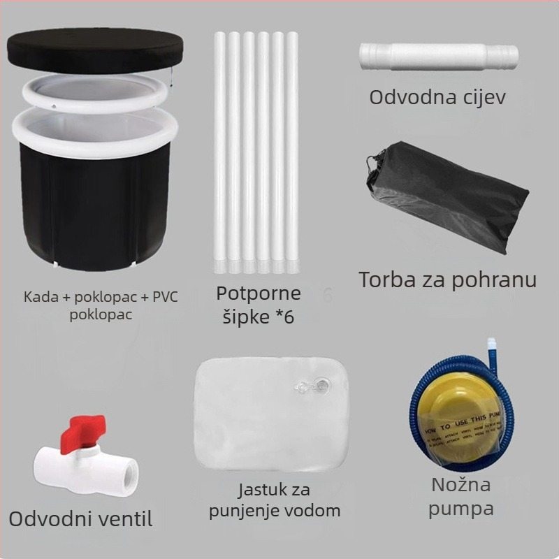 Sklopiva napuhiva kada za led za odrasle, prijenosna kućna kada za hladne kupke