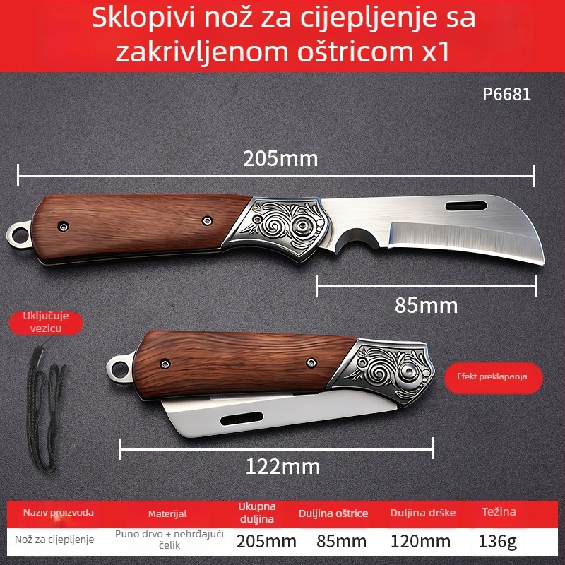 Profesionalni vrtni nož za cijepanje, za kućnu upotrebu, debeli visokokvalitetni nehrđajući čelik, višenamjenski alat za cijepanje voćaka.