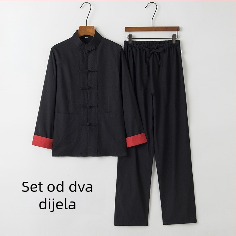 Ženski Hanfu top u kineskom stilu – retro Tang stil s stojećim ovratnikom i čvorastim gumbima, dugi rukavi, zen odijelo za čaj