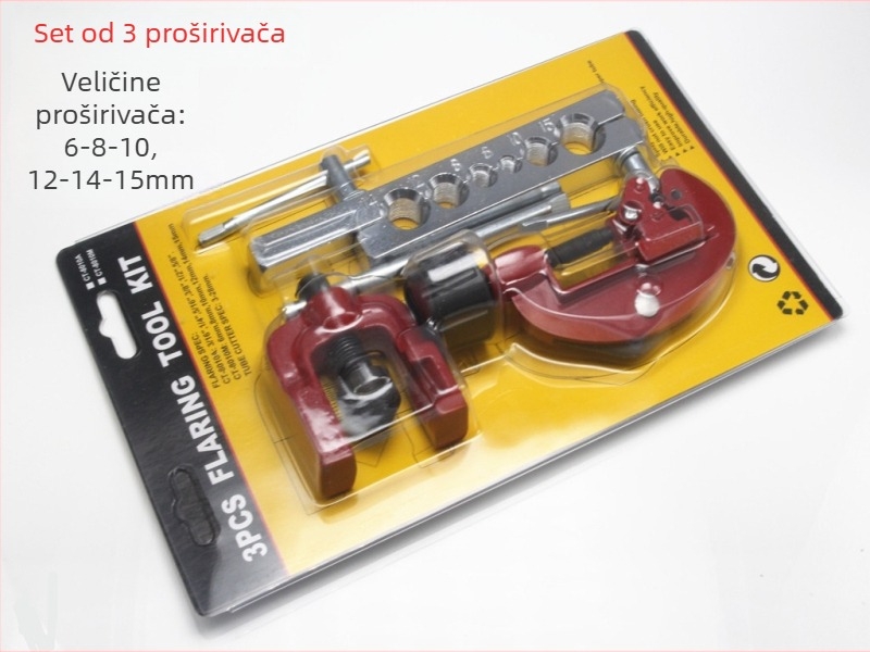 Set za proširenje rupa za aluminijske i bakrene cijevi, popravak klimatizacijskih sustava i hlađenja, proširivač cijevi s metričkim i imperijalnim dimenzijama