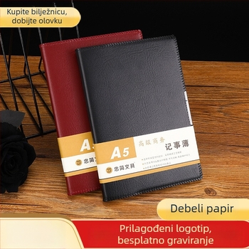 A5 bilježnica u kutiji s prilagođenim logotipom – jednostavna poslovna bilježnica, B5 dnevnik za zapisnike sa sastanka, žično povezivanje, kožnim izgledom korice, bež papir, 100–200 stranica