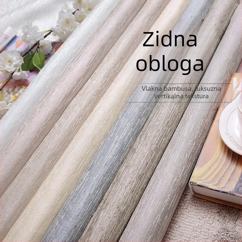 Jacquard tkanina za zid bez šavova, za dnevni boravak i spavaću sobu – jednobojna s vertikalnim prugama, dvostruki sloj, pozadina za TV